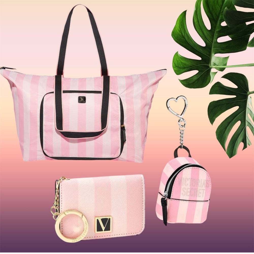 Victoria’s Secret Iconic Pink Stripe PACKABLE WEEKENDER BUNDLE